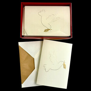 Hand Engraved Greeting Cards 6 Ct + Envelopes Peace Dove Crown Mill Belgium NIB
